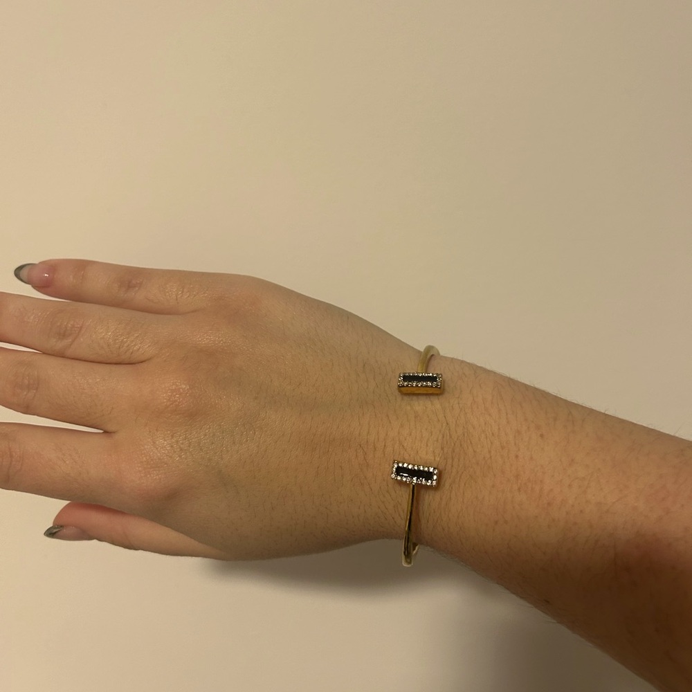 Gold and Black Stone Cuff Bracelet